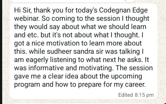 Student WhatsApp feedback 3
