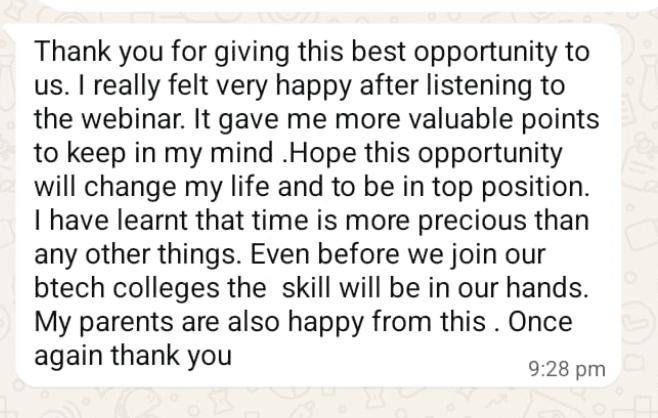 Student WhatsApp feedback 9