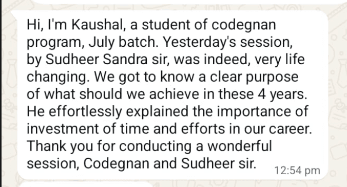 Student WhatsApp feedback 11